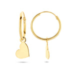 Detail van 14K geelgouden oorringen met hartjes - City Juwelier