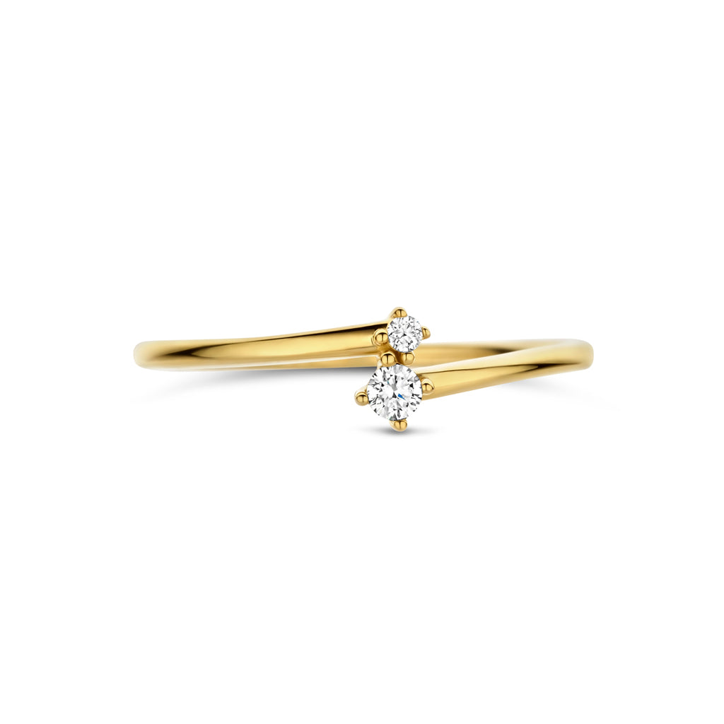 Detail van 14K geelgouden ring met lab grown diamant - City Juwelier
