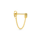 Detail van 14K gouden oorknop met zirkonia steen - City Juwelier