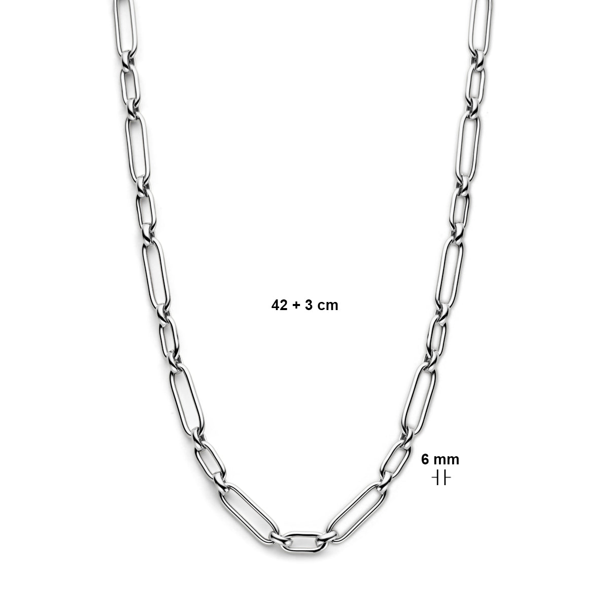 Detail van 925 sterling zilver schakelketting met gerhodineerde afwerking - City Juwelier