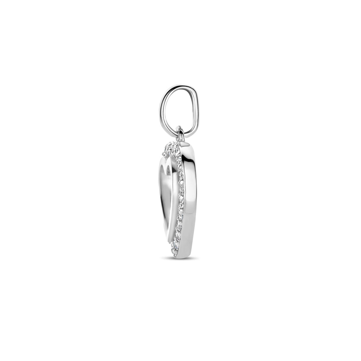 Detail van 925 sterling zilveren hart hanger met zirkonia - City Juwelier