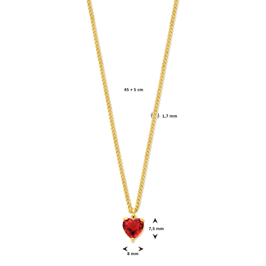 Detail van 925 zilver gold plated ketting met hart - City Juwelier