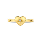 Detail van diamant in gouden hartjes ring voor kinderen - City Juwelier
