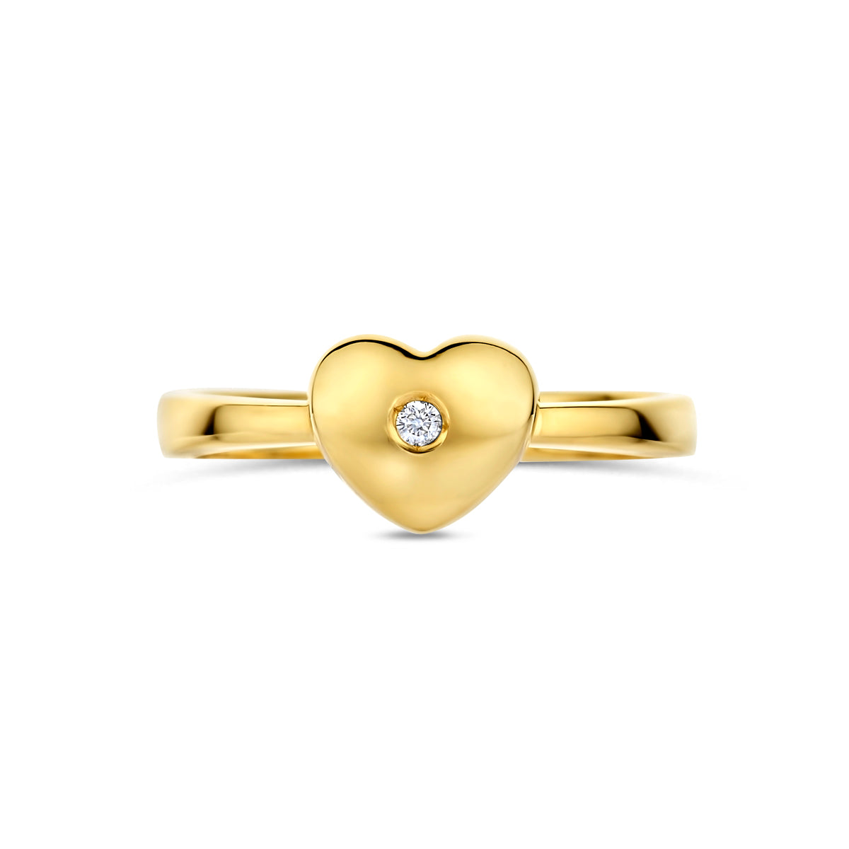 Detail van diamant in gouden hartjes ring voor kinderen - City Juwelier