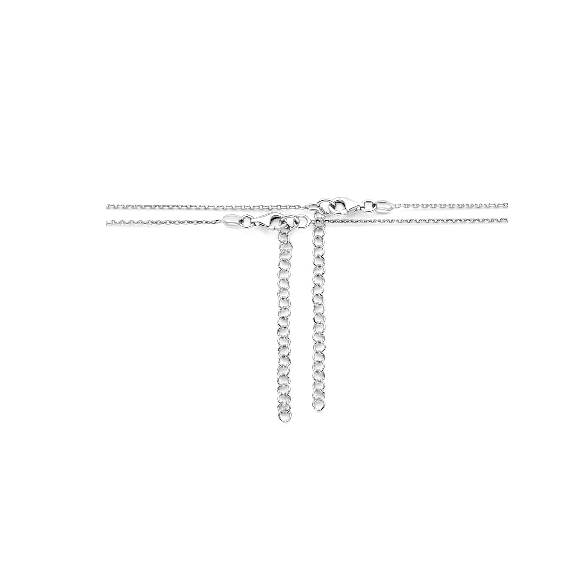 Detail van elegante hartjes ketting in zilver met hoogglans afwerking - City Juwelier