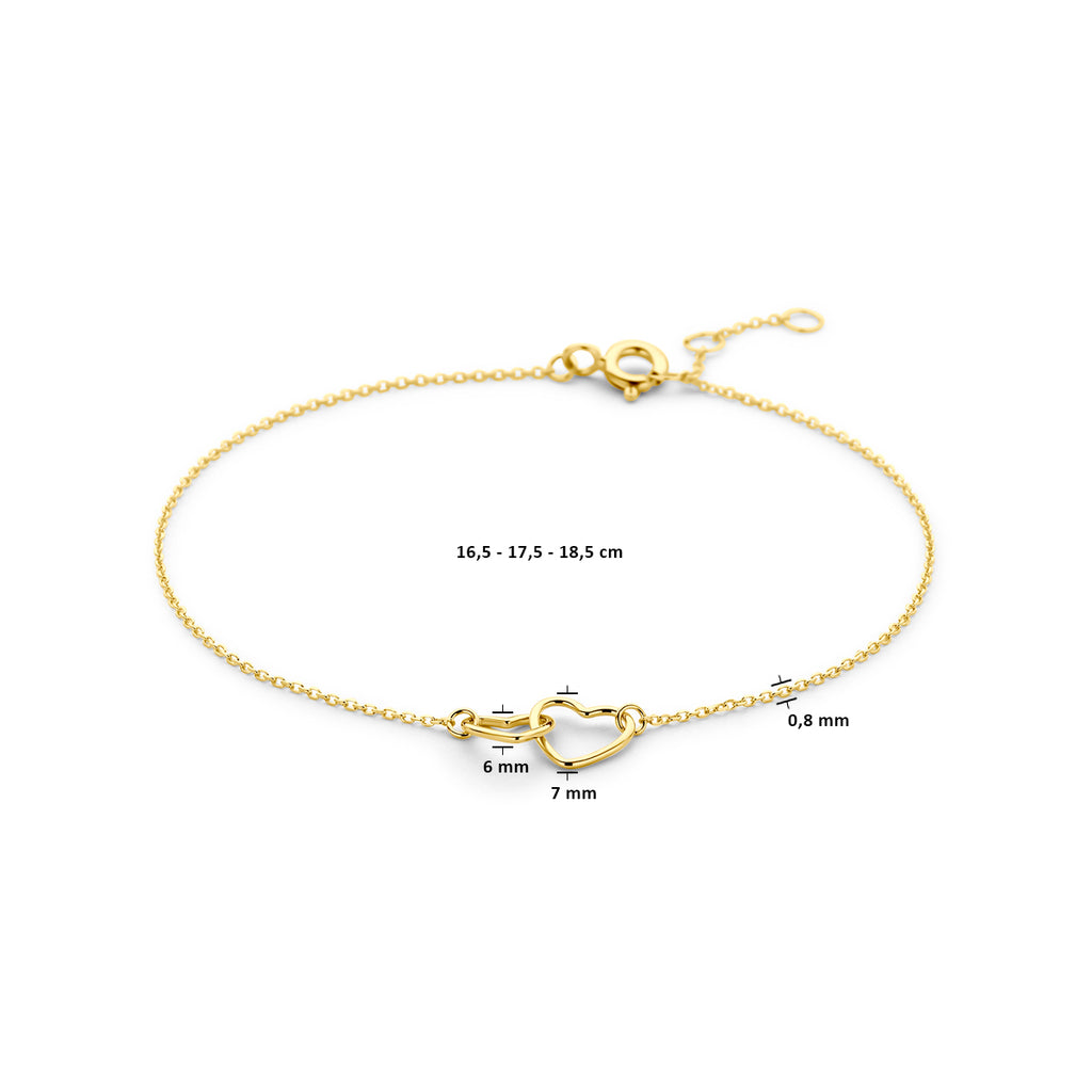 Detail van geelgouden armband met hartjes valentijngeschenk - City Juwelier