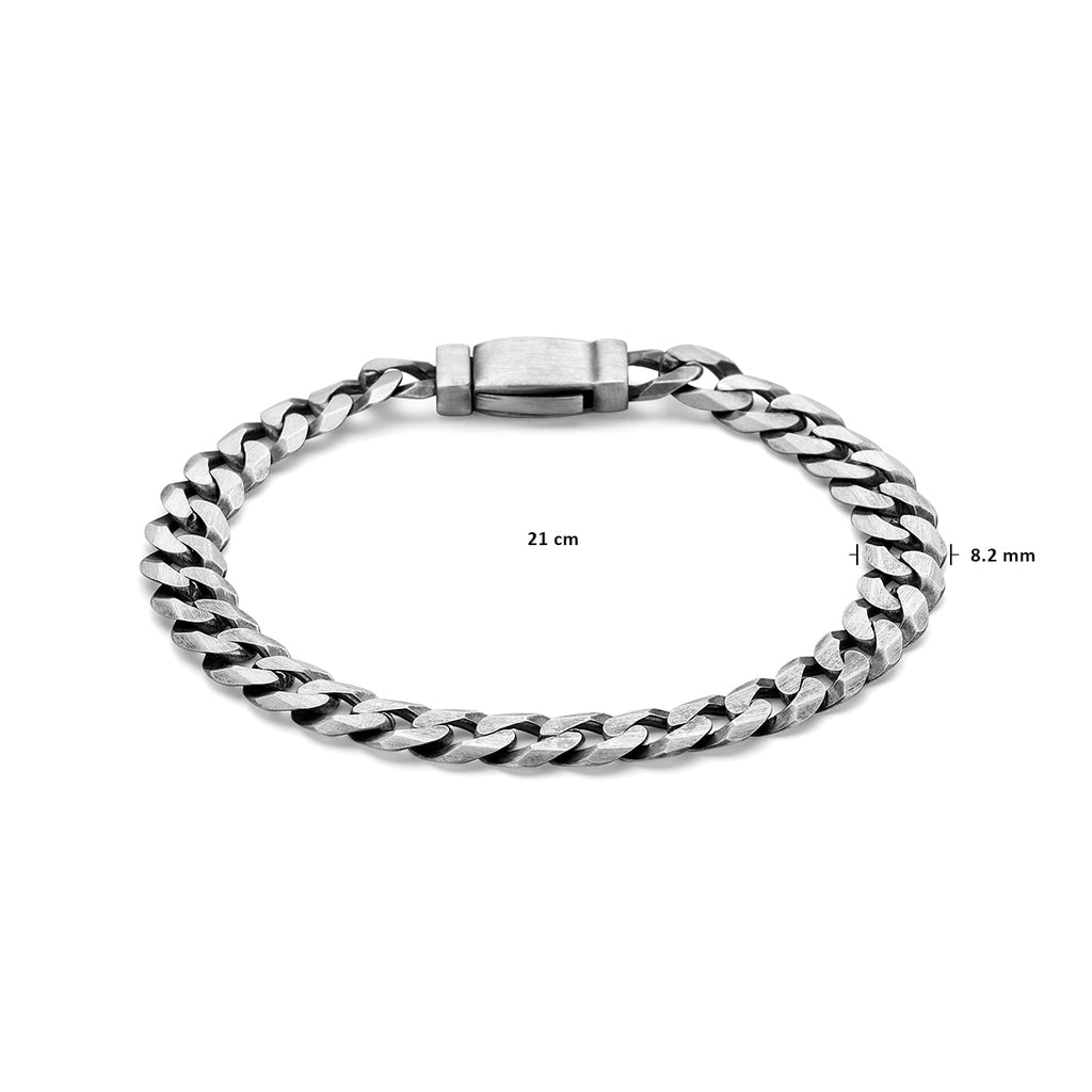 Detail van geoxideerde 925 zilver gourmette armband voor mannen - City Juwelier