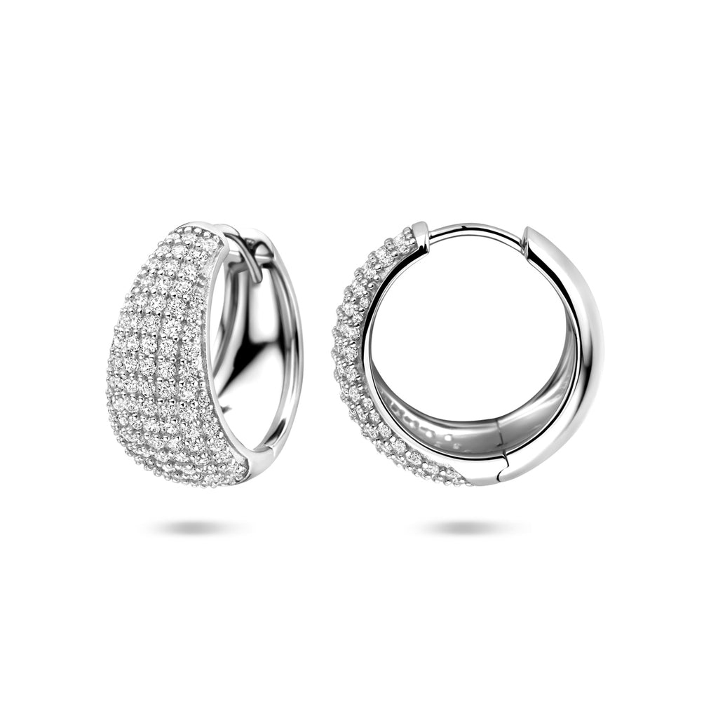 Detail van gerhodineerde zilveren klapoorbellen 18mm - City Juwelier