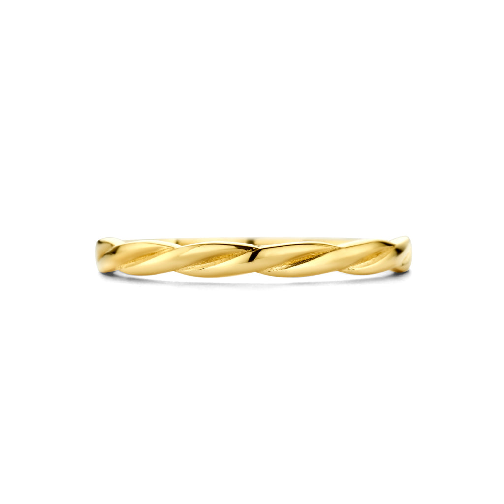 Detail van hoogglans gepolijste 14K gouden ring voor vrouwen - City Juwelier
