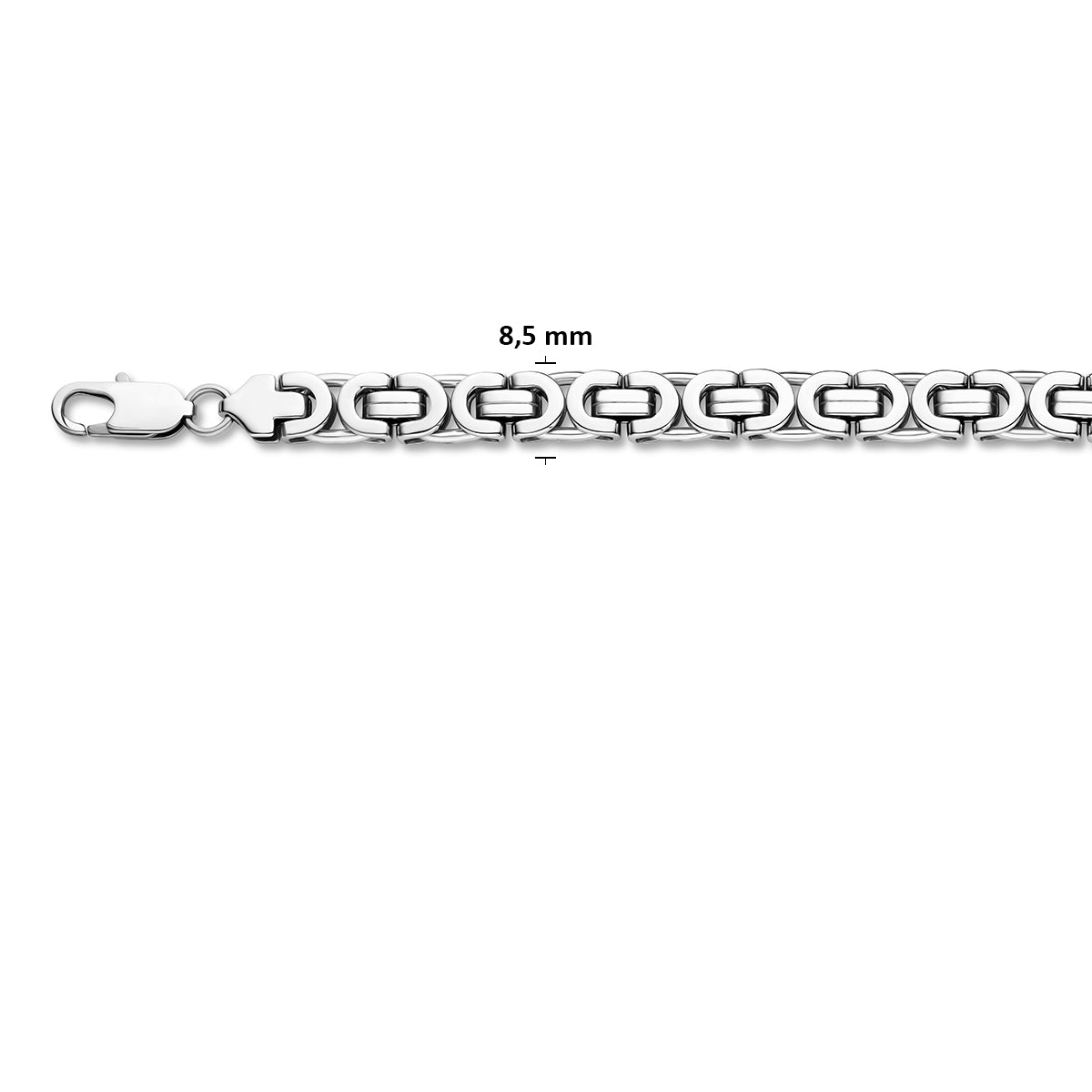 Detail van karabijnsluiting en koningsschakel heren armband - City Juwelier