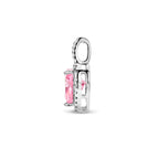 Detail van romantische zilveren hart hanger met roze steentjes - City Juwelier