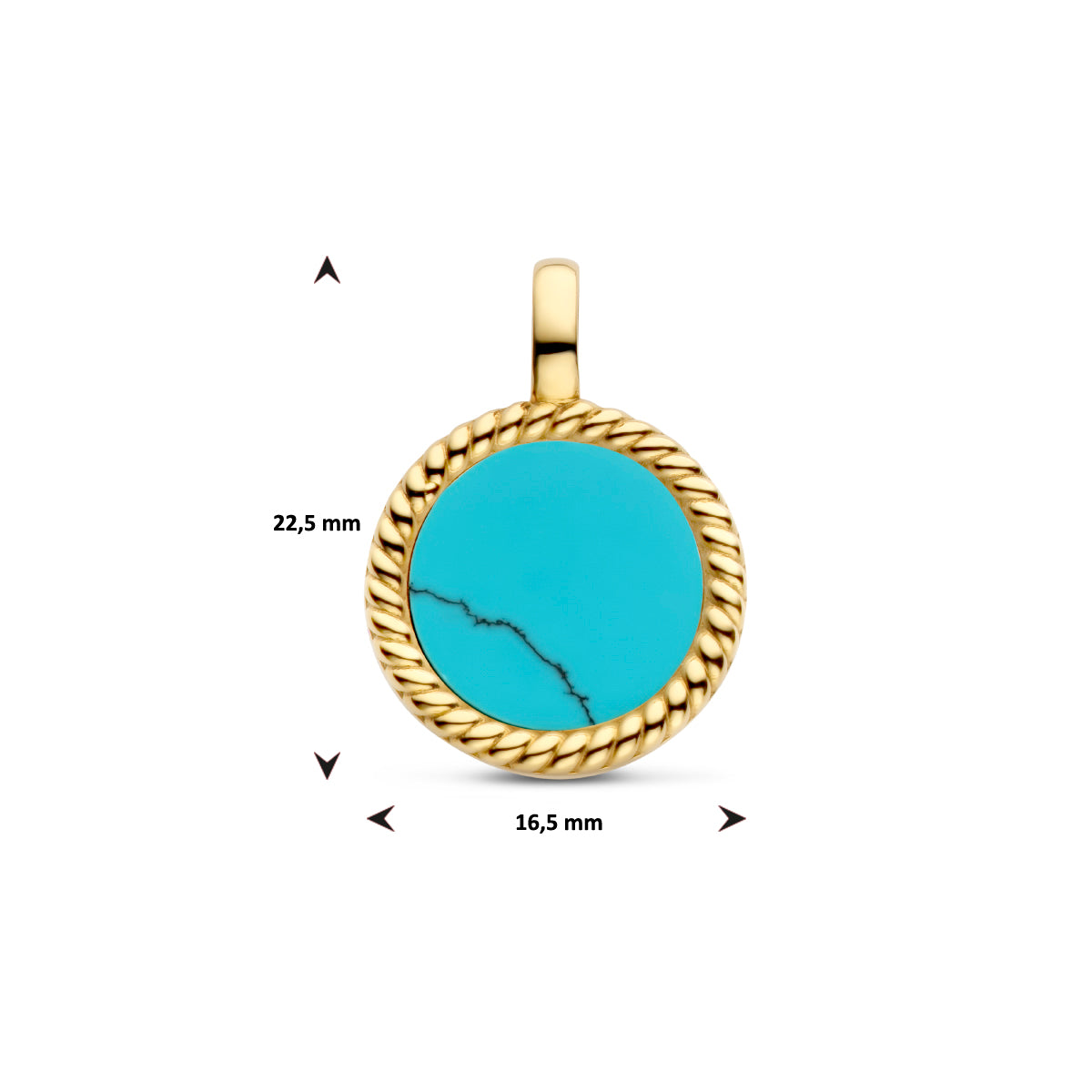 Detail van stainless steel hanger met turquoise voor dames - City Juwelier