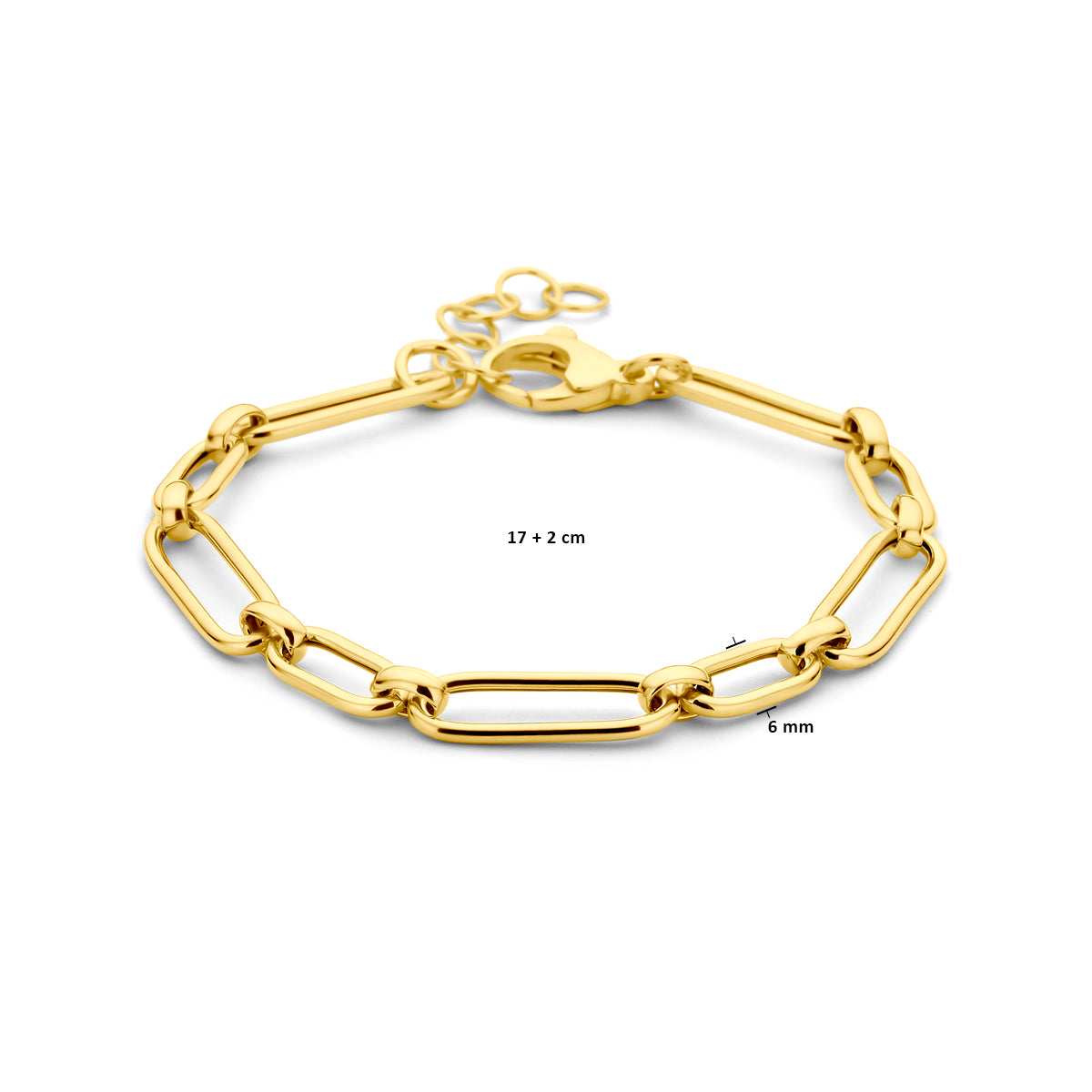 Detail van vergulde zilveren armband 6mm schakels - City Juwelier