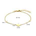 Detailopname hartjes design gouden damesarmband 585 geelgoud - City Juwelier