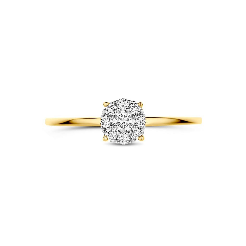 Diamanten verlovingsring Elonara in bicolor goud schuin perspectief voor vrouwen - City Juwelier