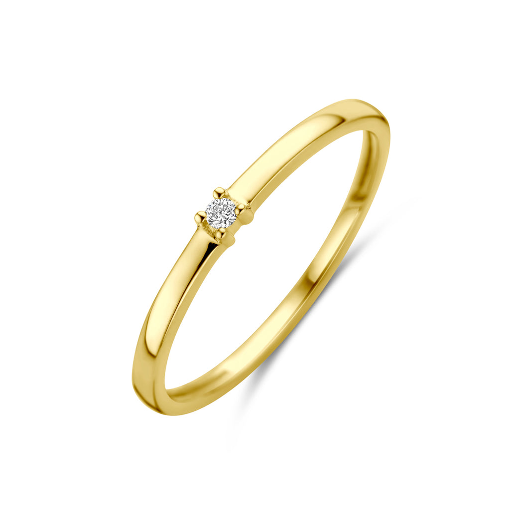 Diamarella gouden ring met diamant voor vrouwen vooraanzicht - City Juwelier
