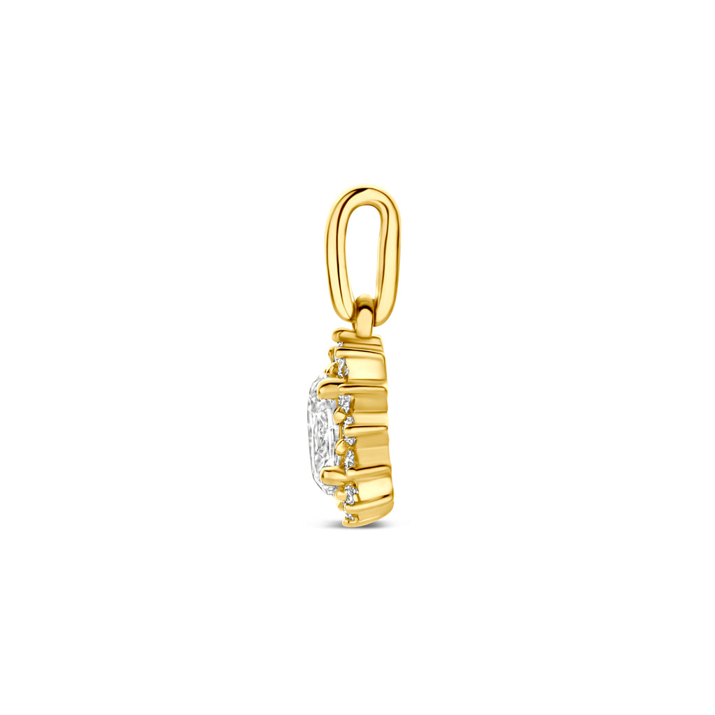 Diamavielle gouden hanger met briljant geslepen lab grown diamant zijaanzicht - City Juwelier