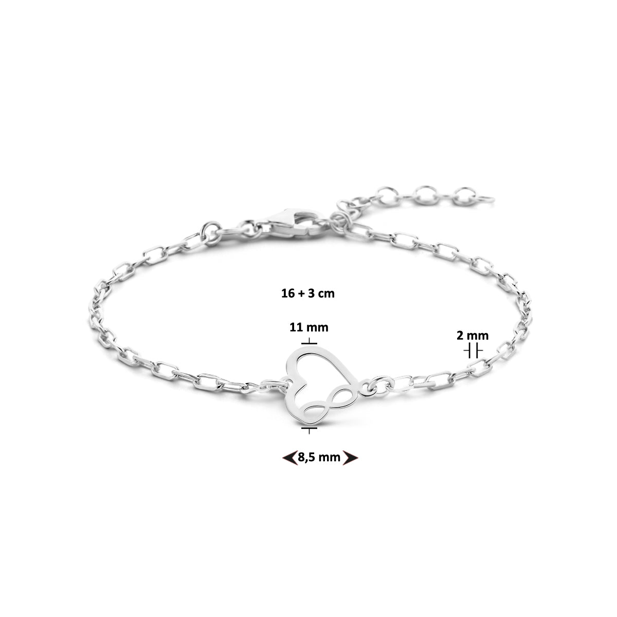 Elegante 925 sterling zilveren armband gedragen om pols - City Juwelier