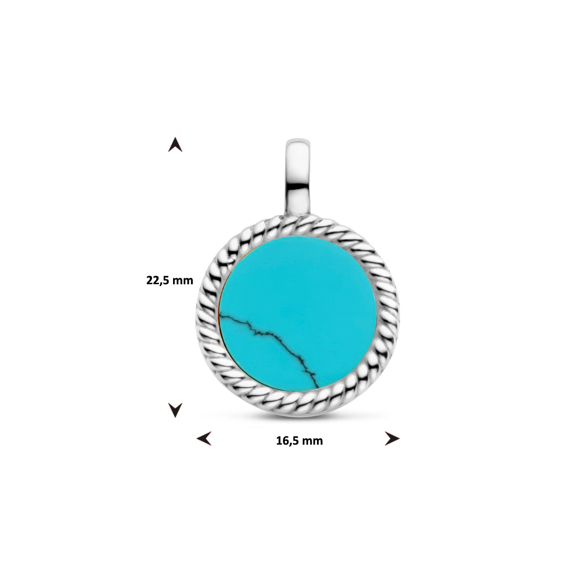Elegante dames hanger met blauwgroene turquoise steen - City Juwelier