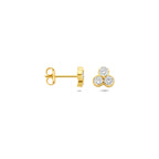 Elegante gouden oorknoppen met diamant zijaanzicht in warm geelgoud - City Juwelier