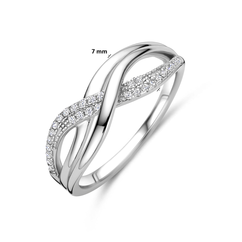 Elegante zilveren dames ring met fonkelende zirkonia - City Juwelier