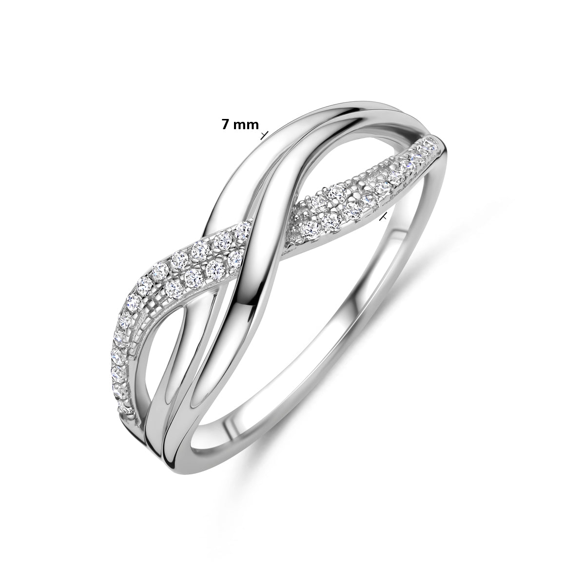 Elegante zilveren dames ring met fonkelende zirkonia - City Juwelier