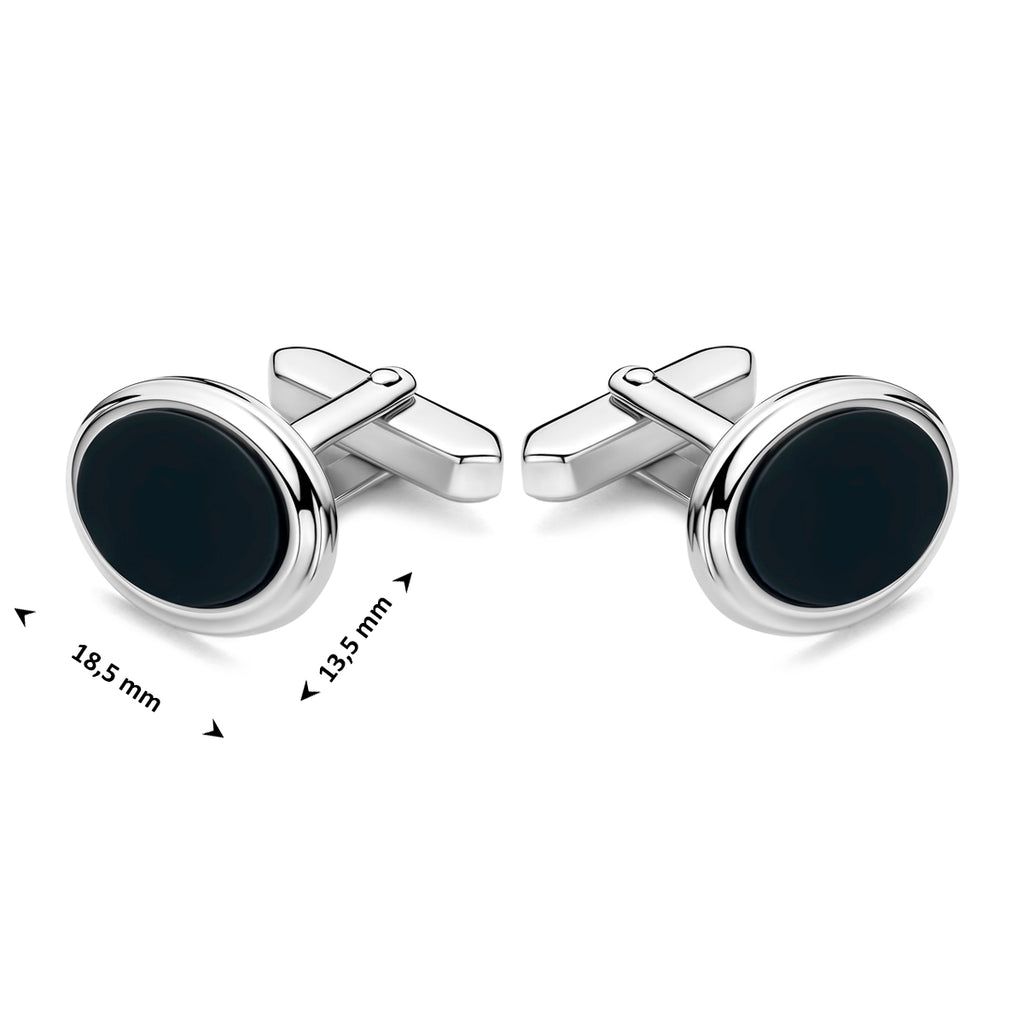 Elegante zilveren manchetknoppen set met onyx voor heren zijaanzicht - City Juwelier