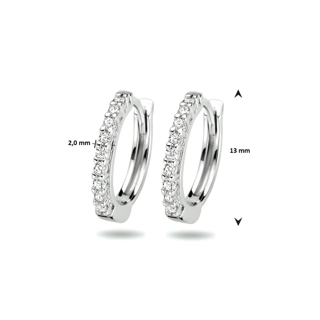Elegante zilveren oorbellen dames met zirkonia stenen vooraanzicht - City Juwelier
