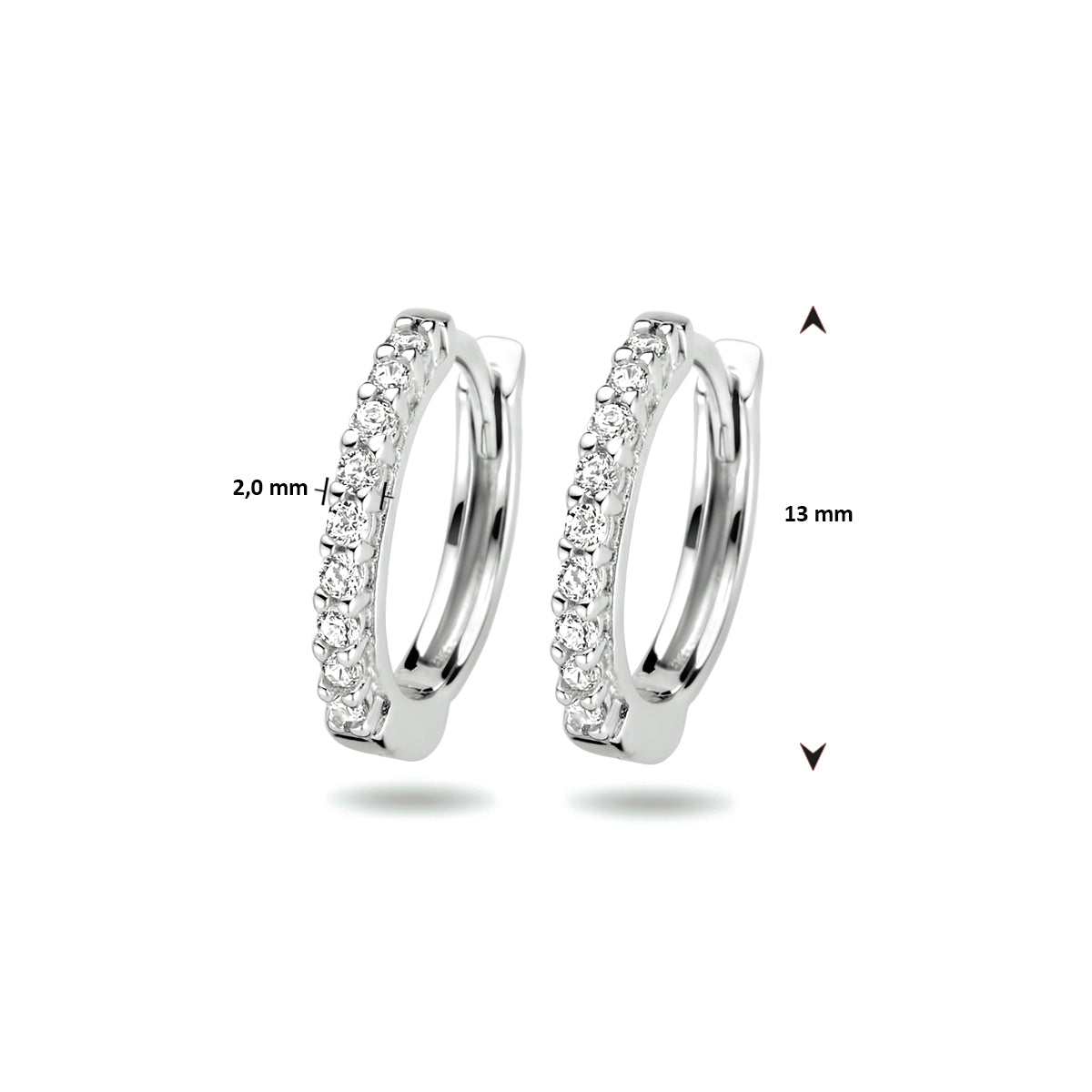 Elegante zilveren oorbellen dames met zirkonia stenen vooraanzicht - City Juwelier