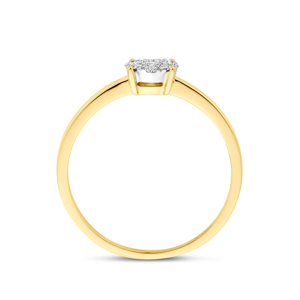 Elonara 14K gouden ring met diamant zijaanzicht, verlovingsring voor dames - City Juwelier