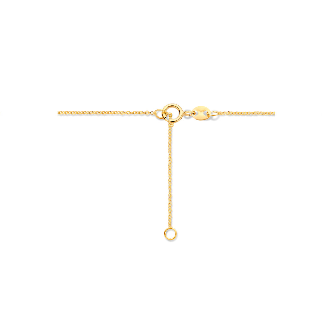 Fijne gouden dames ketting met hartje en ankerschakel zijaanzicht - City Juwelier