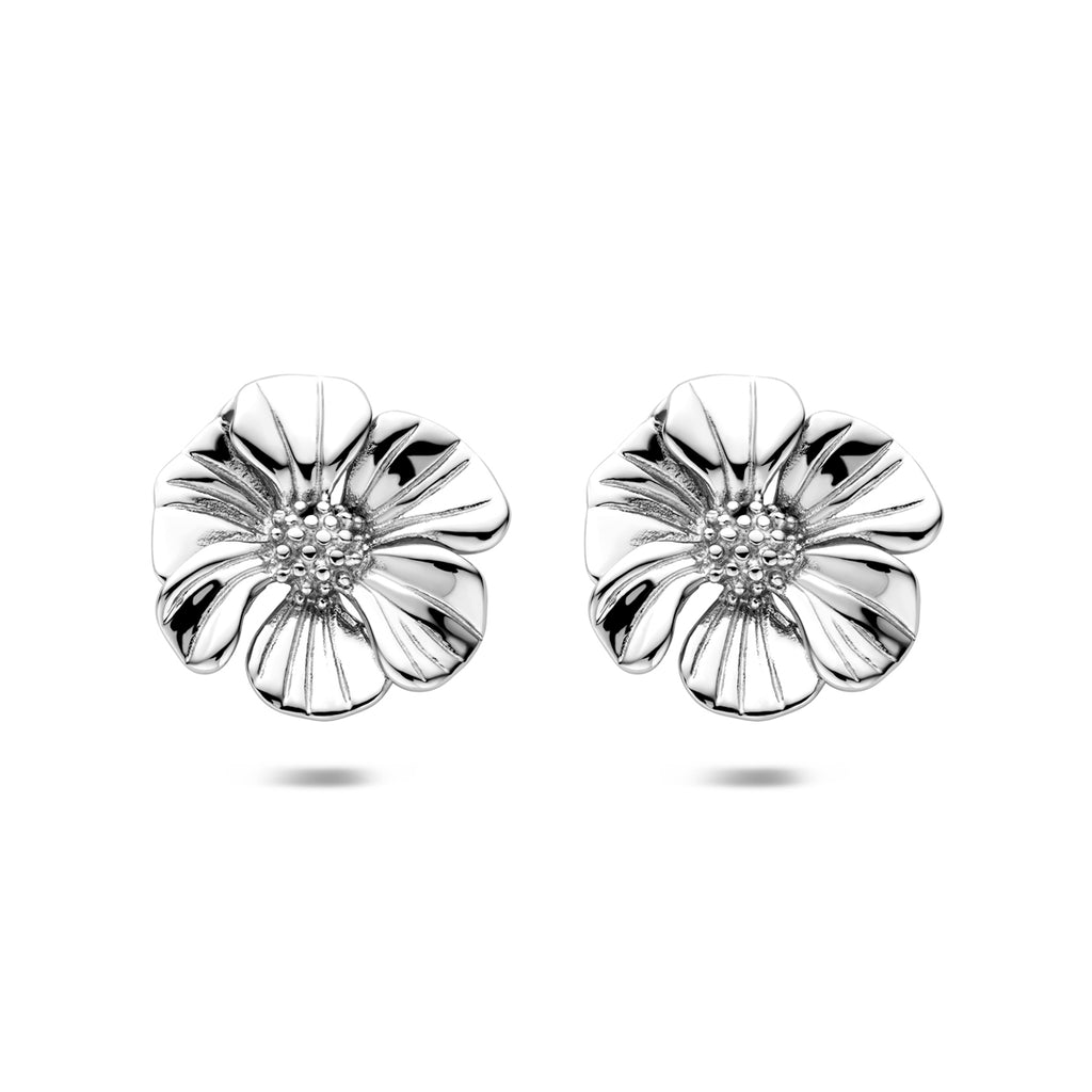 Floressa bloem oorbellen in zilverkleurig stainless steel voor vrouwen - City Juwelier