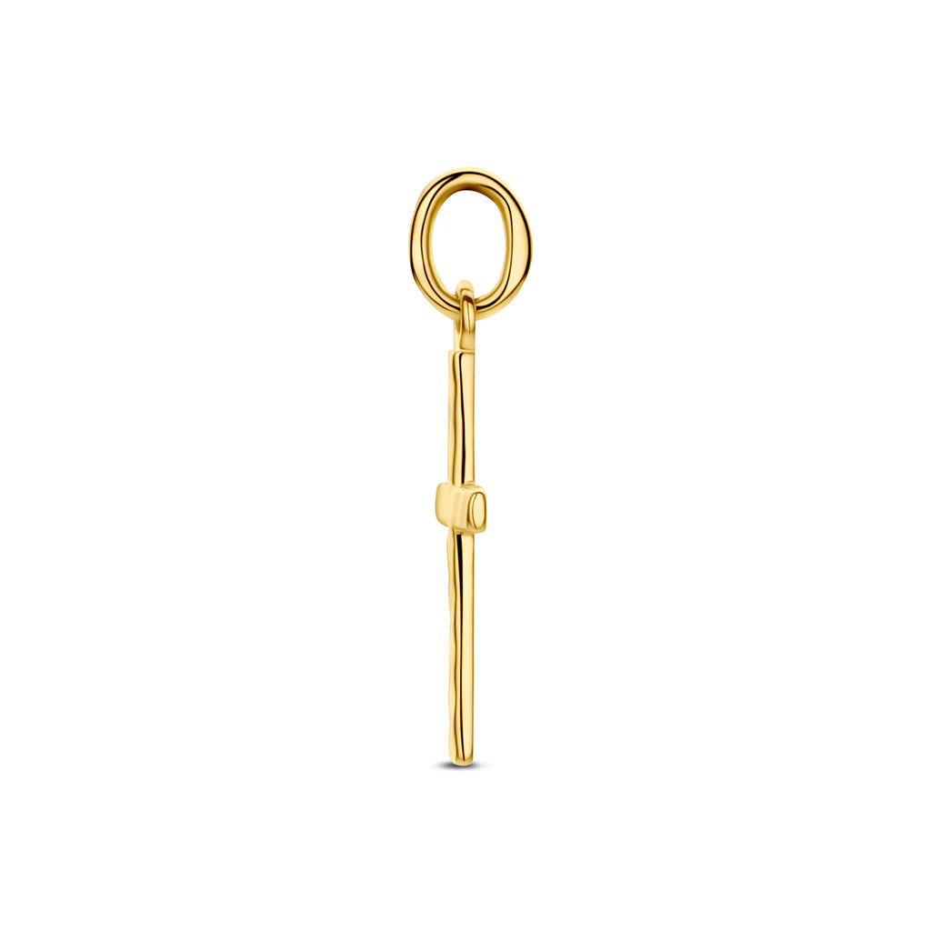 Gediamanteerde gouden kruis hanger zijaanzicht in geelgoud voor vrouwen - City Juwelier