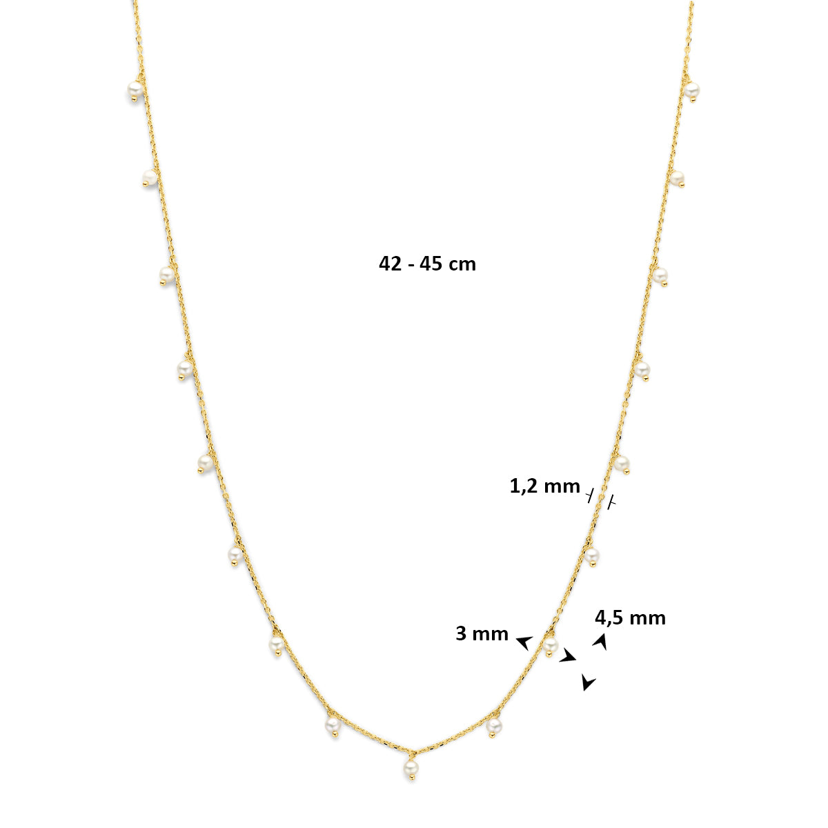 Geelgouden dames ketting met parels detail sluiting 585 goud - City Juwelier
