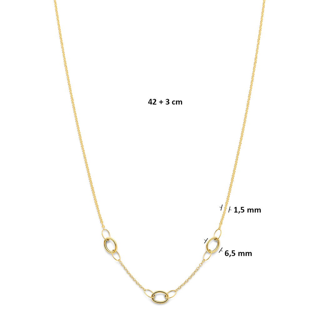 Geelgouden dames ketting Velantara volledig uitgelegd 42 cm - City Juwelier