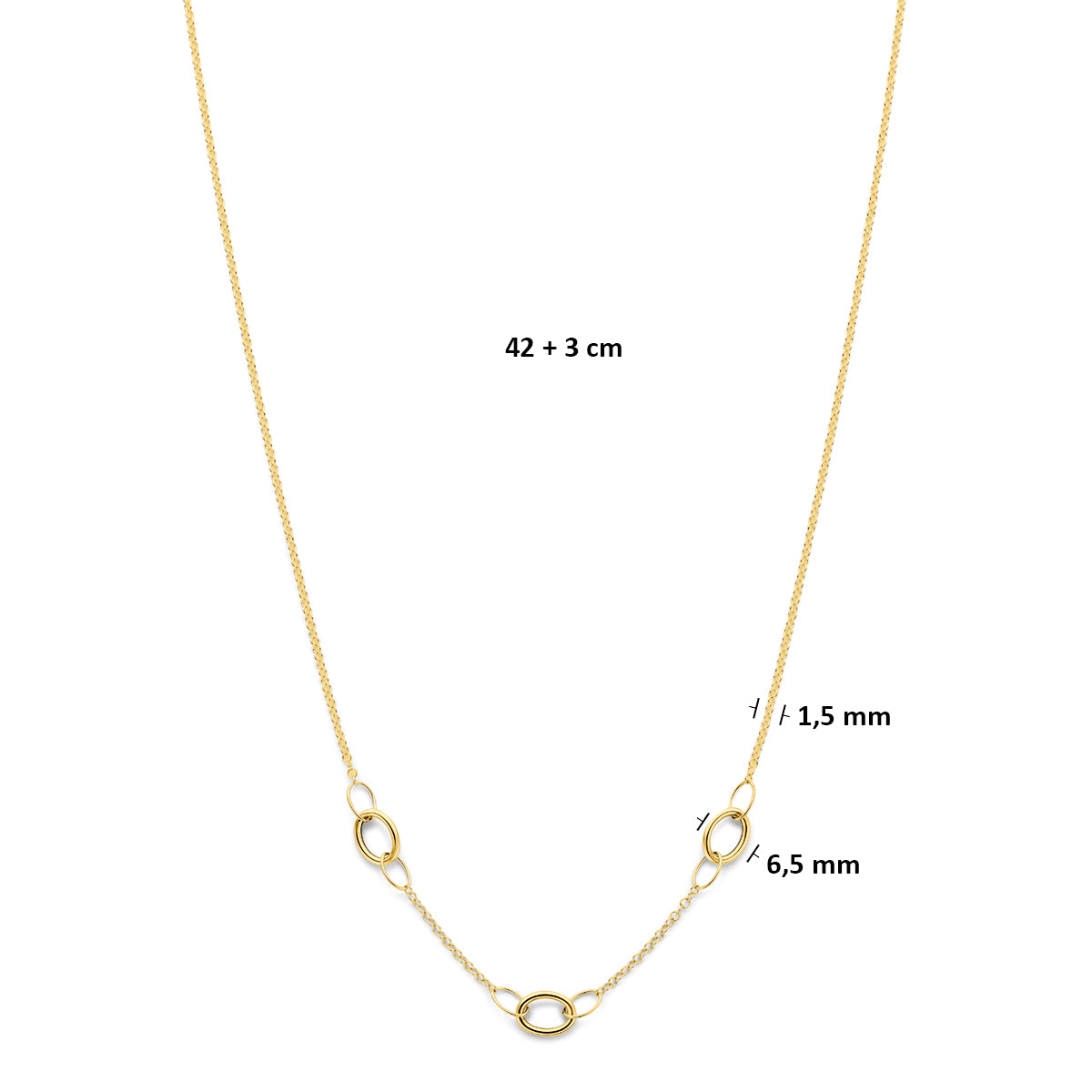 Geelgouden dames ketting Velantara volledig uitgelegd 42 cm - City Juwelier