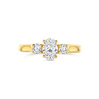 Geelgouden dames verlovingsring met drie diamanten zijaanzicht detail - City Juwelier