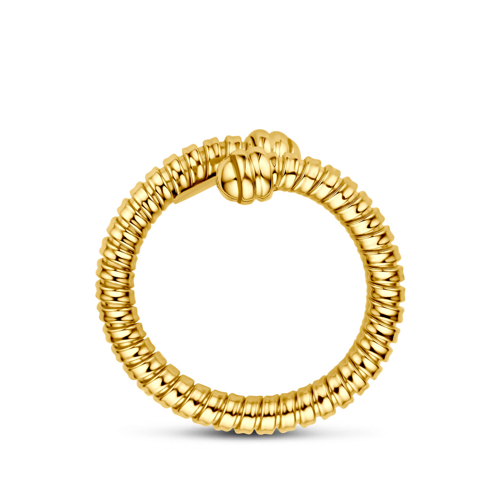 Geelgouden damesring Zirondella close-up detail 14 karaat - City Juwelier