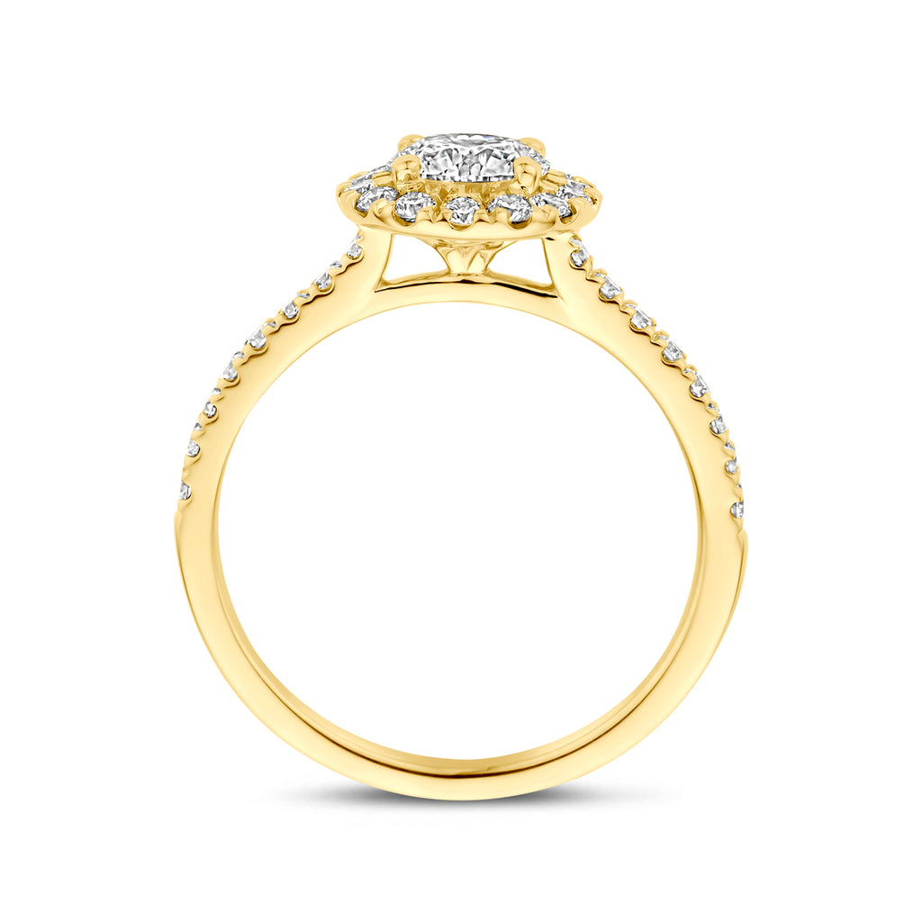 Geelgouden ring met 1.10 karaat lab grown diamant zijaanzicht dames - City Juwelier