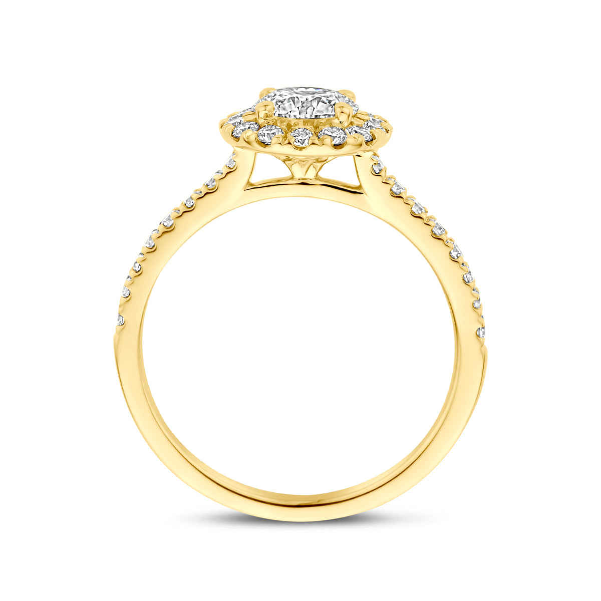 Geelgouden ring met 1.10 karaat lab grown diamant zijaanzicht dames - City Juwelier
