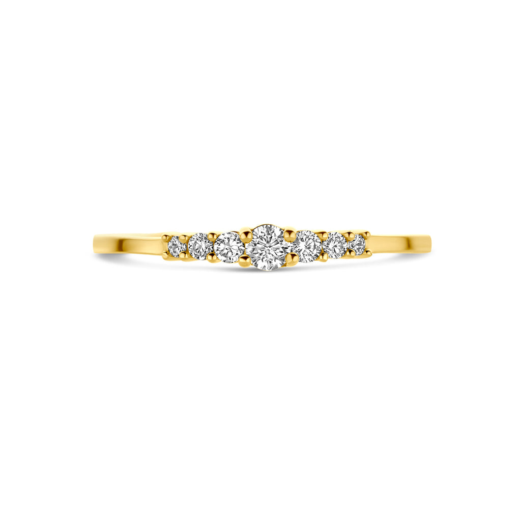 Geelgouden ring met zirkonia zijaanzicht voor vrouwen - City Juwelier