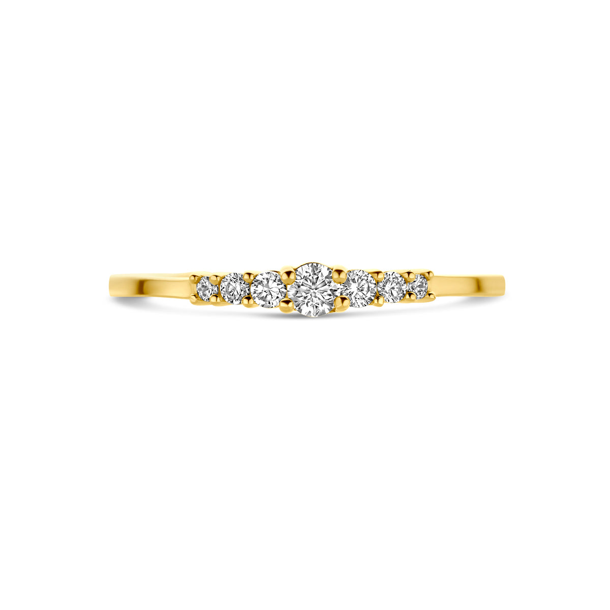 Geelgouden ring met zirkonia zijaanzicht voor vrouwen - City Juwelier
