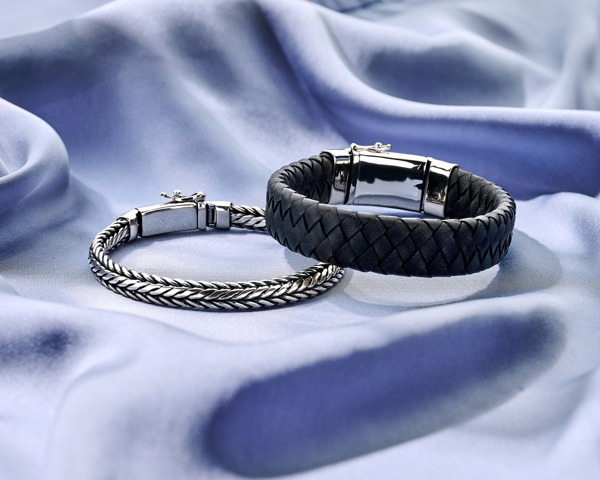 Geoxideerd zilveren armband vossestaartschakel detail sluiting voor heren - City Juwelier