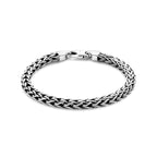 Geoxideerde zilveren armband heren met vossestaartschakel vooraanzicht - City Juwelier