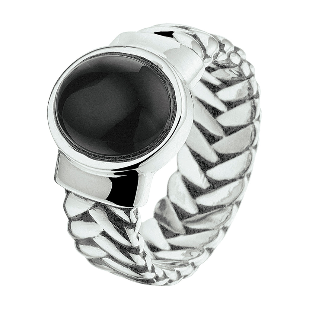 Geoxideerde zilveren heren ring met zwarte onyx steen - City Juwelier
