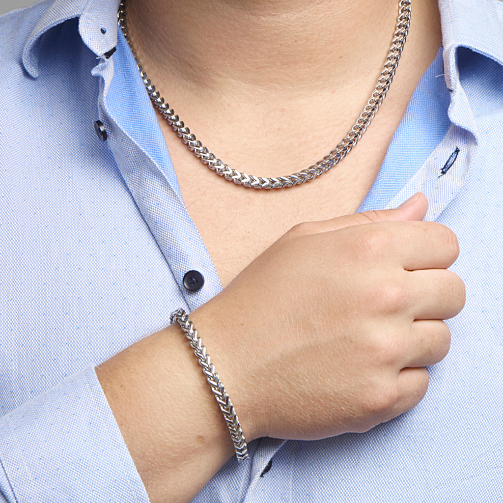 Gepolijste stainless steel schakel armband voor mannen detail - City Juwelier