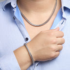 Gepolijste stainless steel schakel armband voor mannen detail - City Juwelier