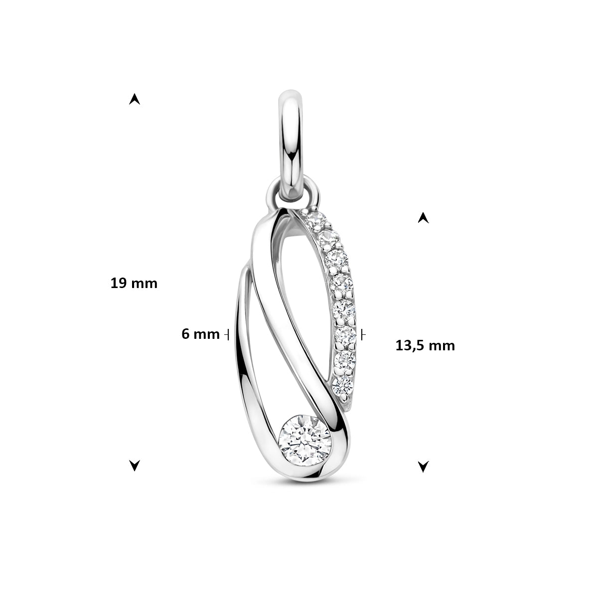 Gerhodineerde 925 sterling zilveren hanger met zirkonia detail - City Juwelier
