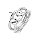 Gerhodineerde 925 zilver schakelring voor vrouwen - gedragen look - City Juwelier