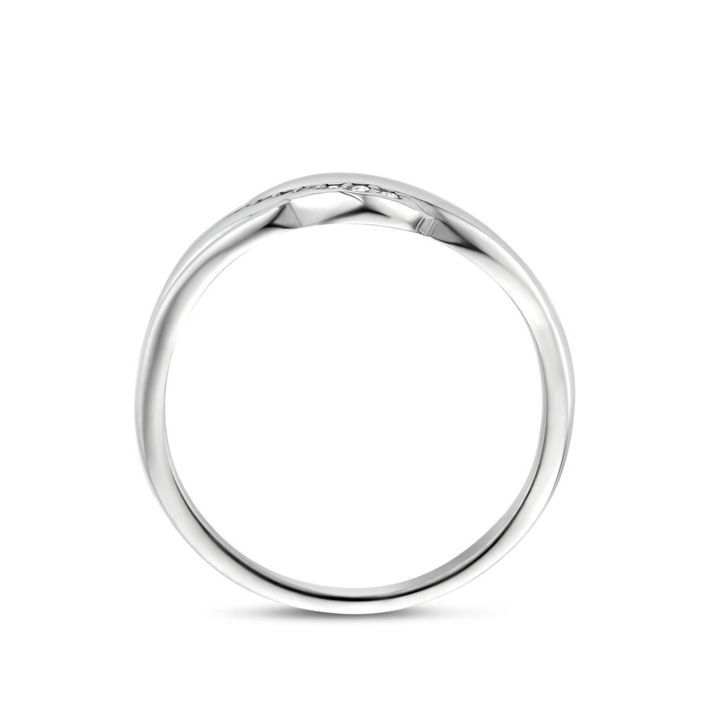 Gerhodineerde zilveren damesring met zirkonia zijaanzicht - City Juwelier